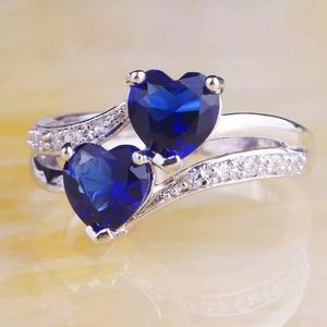 Sapphire Quartz topaz gemstone engagement ring 925